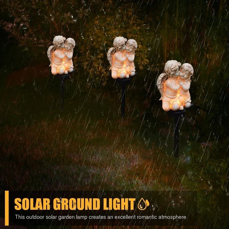 Solar Resin Angel Garden Stake Waterproof Outdoor Lawn Sculpture Decorative LED Light 1