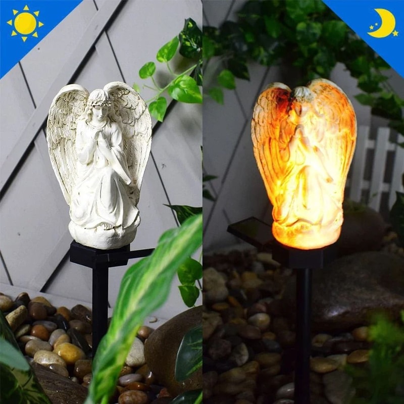 Solar Resin Angel Garden Stake Waterproof Outdoor Lawn Sculpture Decorative LED Light 2