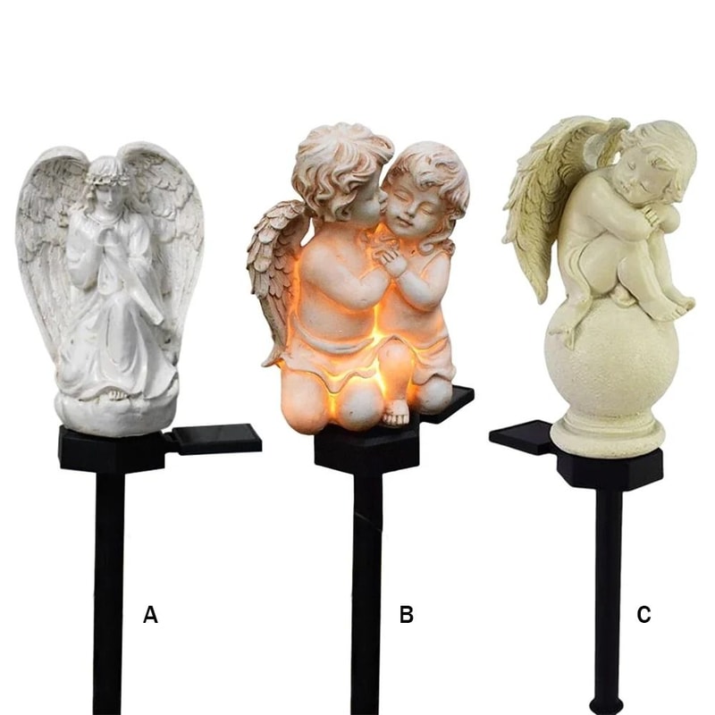 Solar Resin Angel Garden Stake Waterproof Outdoor Lawn Sculpture Decorative LED Light 3