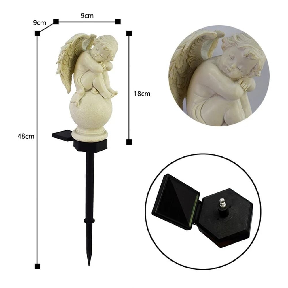 Solar Resin Angel Garden Stake Waterproof Outdoor Lawn Sculpture Decorative LED Light 5