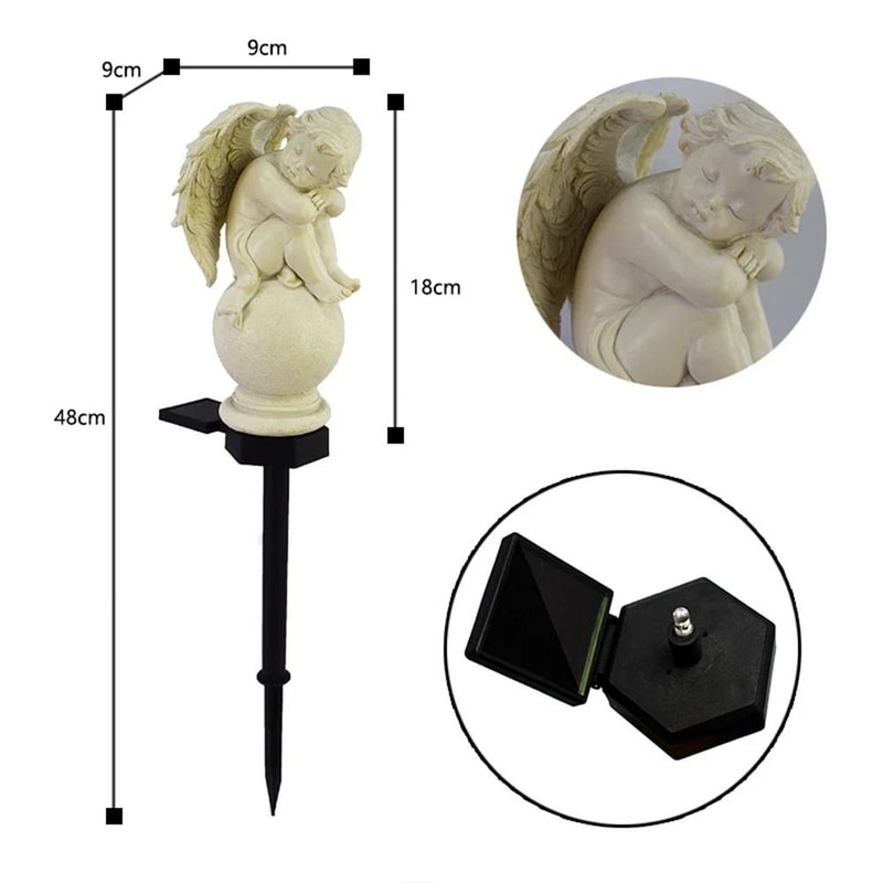 Solar Resin Angel Garden Stake Waterproof Outdoor Lawn Sculpture Decorative LED Light 5