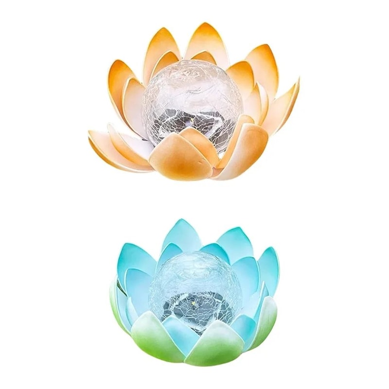 Solar Decorative Lotus Light Waterproof Cracked Glass Ball Flower Lamp For Gardens Courtyards 2