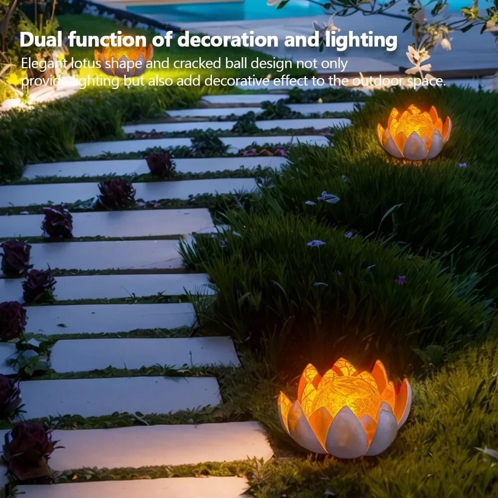 Solar Decorative Lotus Light Waterproof Cracked Glass Ball Flower Lamp For Gardens Courtyards 3