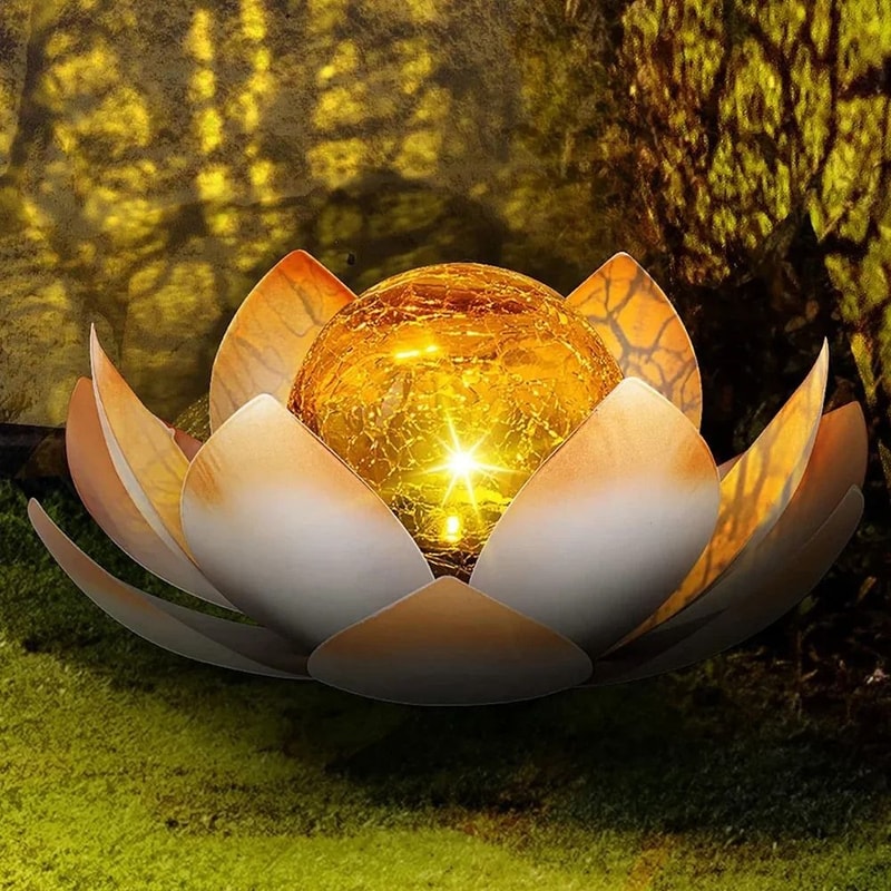 Solar Decorative Lotus Light Waterproof Cracked Glass Ball Flower Lamp For Gardens Courtyards 5