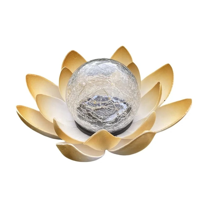 Solar Decorative Lotus Light Waterproof Cracked Glass Ball Flower Lamp For Gardens Courtyards 7