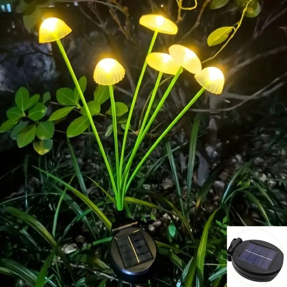 6Head Solar Jellyfish Mushroom Lamp Outdoor Landscape Atmosphere Light For Gardens Courtyards 1