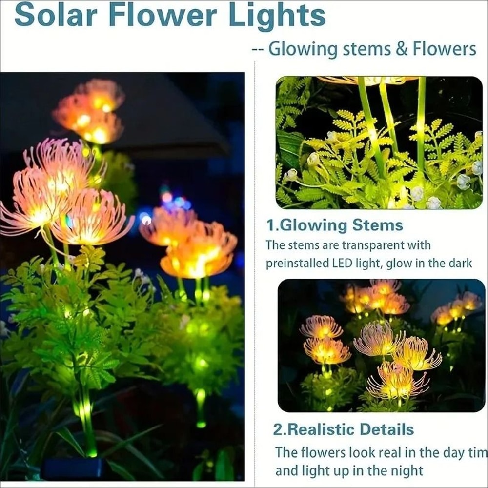 Solar Red Spider Lily Garden Lights Waterproof Vibrant Floral LED Outdoor Decoration 2
