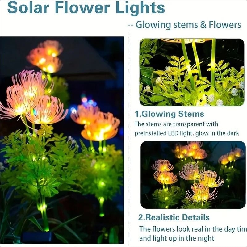 Solar Red Spider Lily Garden Lights Waterproof Vibrant Floral LED Outdoor Decoration 2