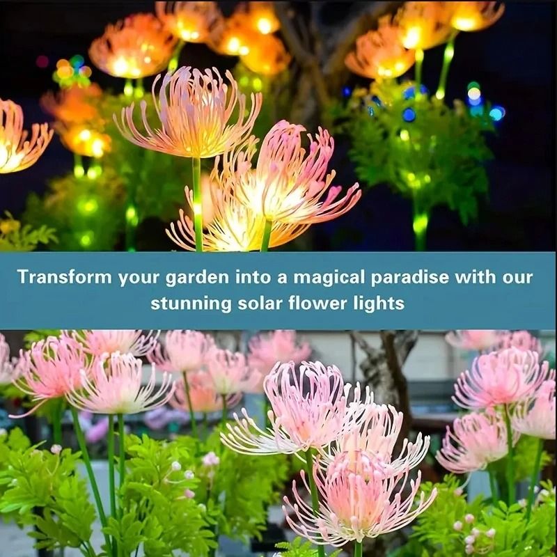 Solar Red Spider Lily Garden Lights Waterproof Vibrant Floral LED Outdoor Decoration 3