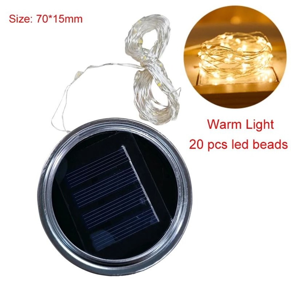 Solar Fairy Light Replacement Lid Waterproof Glass Jar Decorative LED String Light Accessories 6