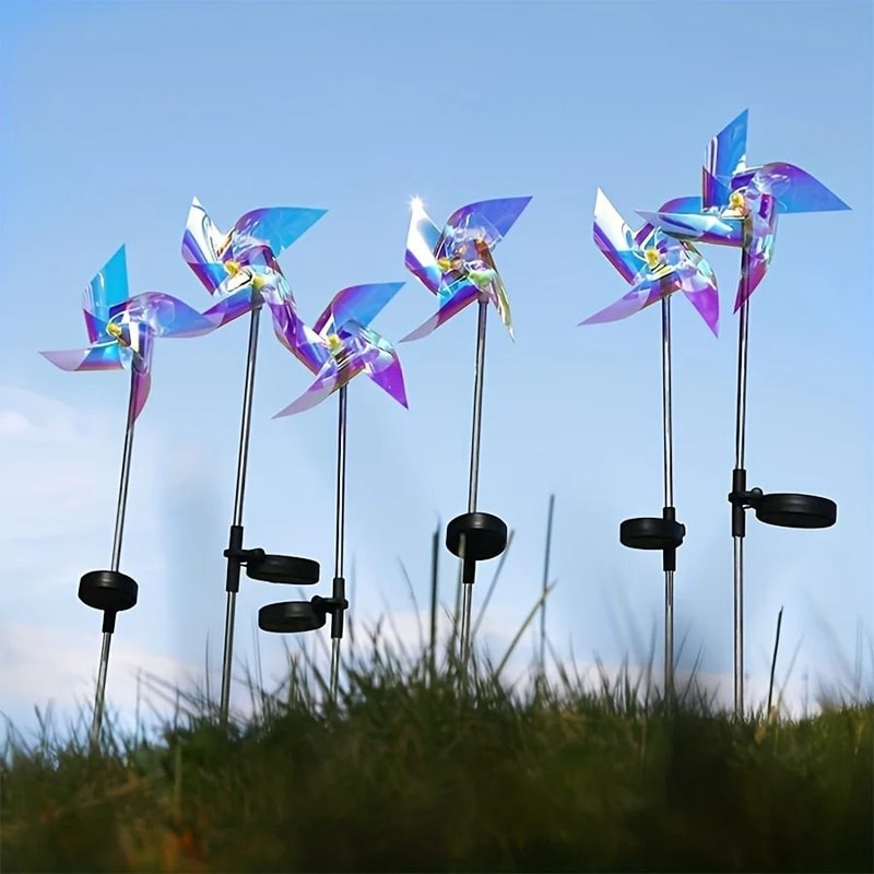 Solar Laser Magic Color Windmill Lamp Luminous LED Windmill For Outdoor Courtyard Lawn 2
