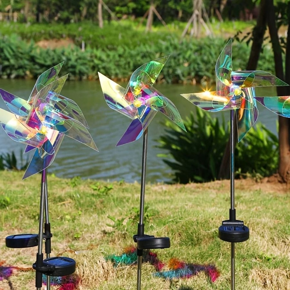 Solar Laser Magic Color Windmill Lamp Luminous LED Windmill For Outdoor Courtyard Lawn 3