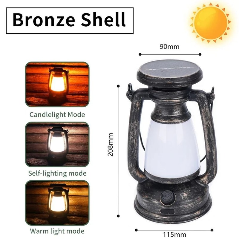 Vintage Solar Camping Lantern DualLED Ambient Horse Lamp For Picnics Outdoor Decor 7