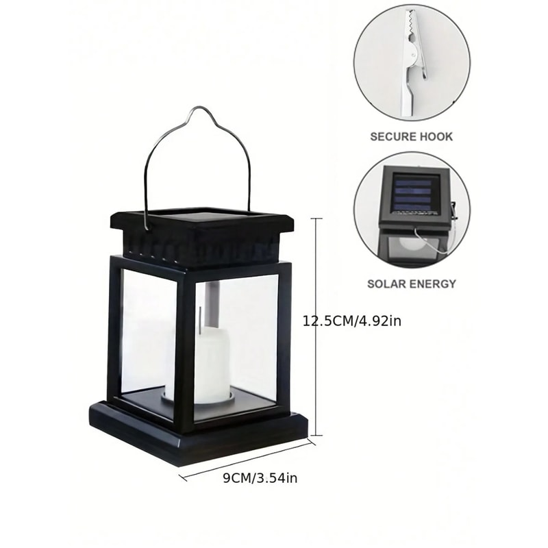 Solar Retro Palace Lantern Waterproof Hanging Flameless Candle Lamp For Gardens Patios 2