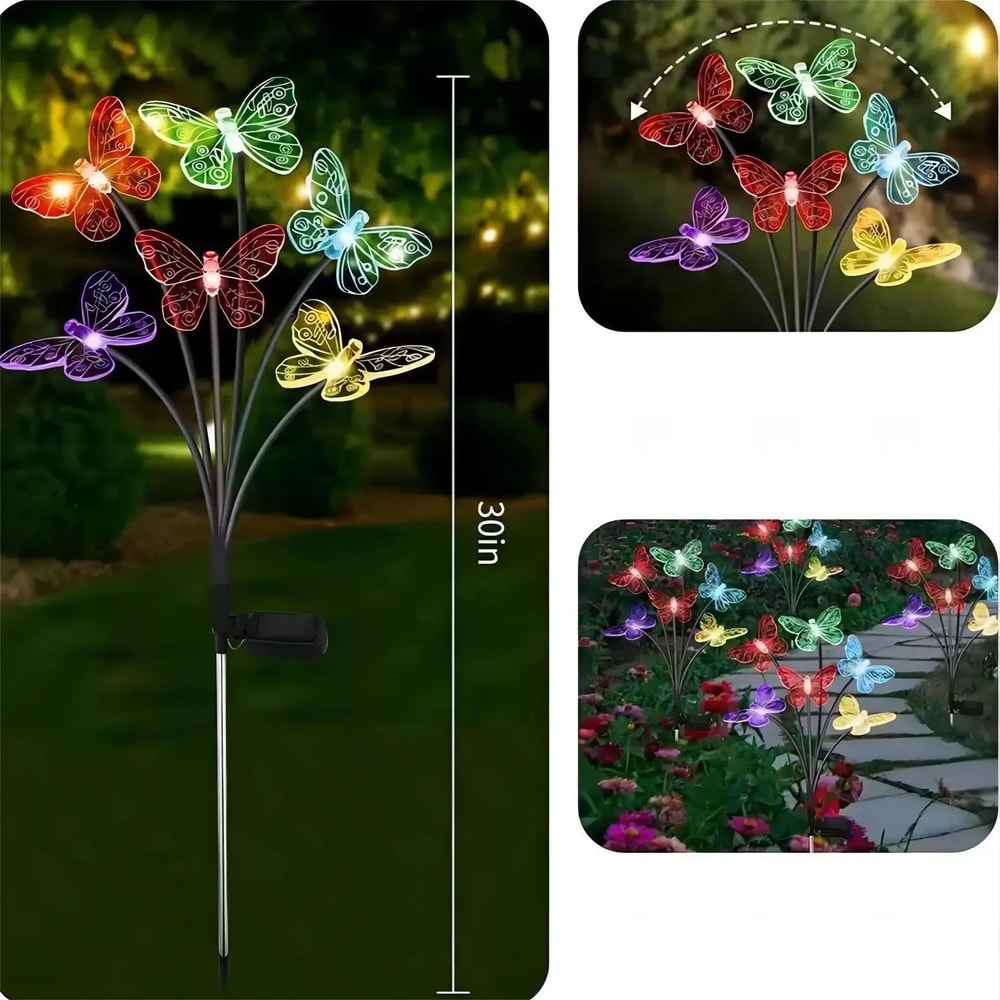 6LED Solar Butterfly Garden Stake Lights Waterproof Outdoor Pathway Patio Decor 0
