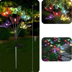 6-led solar butterfly garden stake lights | waterproof outdoor pathway & patio decor