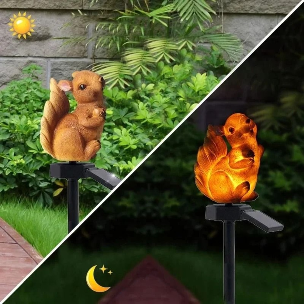 Solar Powered Squirrel Garden Stake Waterproof LED Outdoor Animal Decor Landscape Light 1