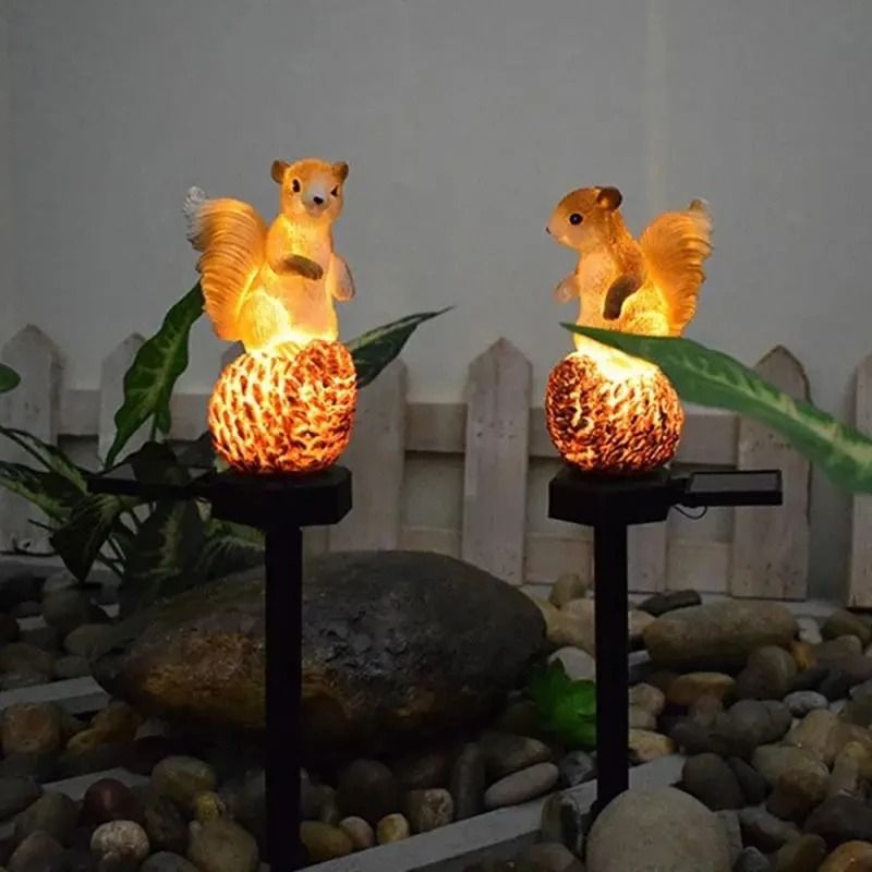 Solar Powered Squirrel Garden Stake Waterproof LED Outdoor Animal Decor Landscape Light 5
