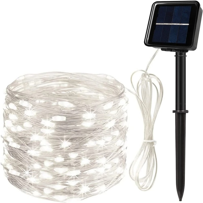100LED Solar Fairy String Lights 12m Waterproof Outdoor Twinkle Lights For Gardens Weddings 8