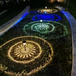 solar pathway circle pattern lights | waterproof outdoor led landscape lighting for yard & walkway