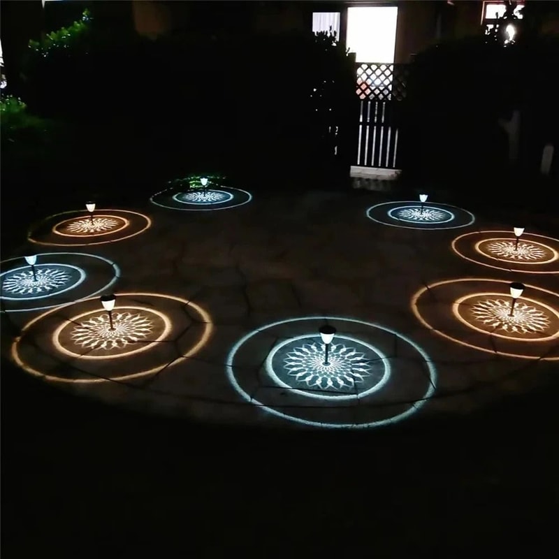 Solar Pathway Circle Pattern Lights Waterproof Outdoor LED Landscape Lighting For Yard Walkway 3