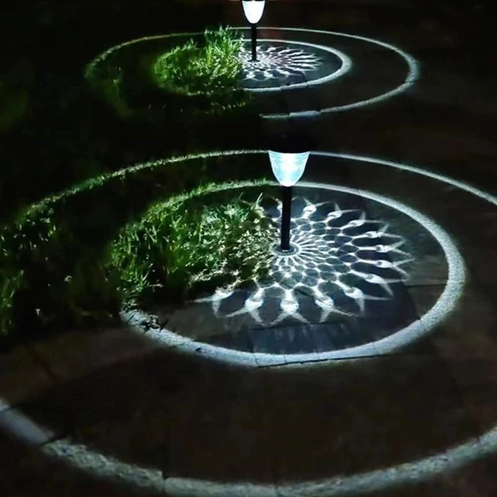 Solar Pathway Circle Pattern Lights Waterproof Outdoor LED Landscape Lighting For Yard Walkway 6