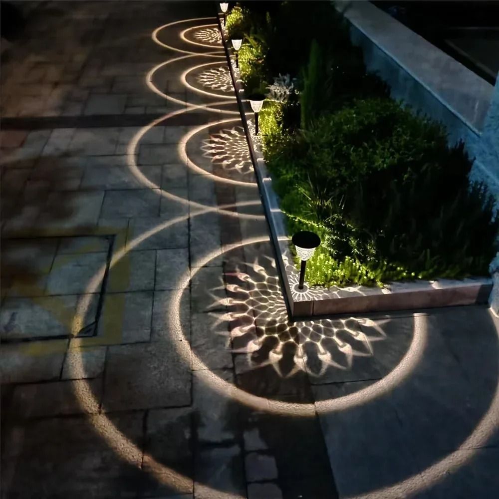 Solar Pathway Circle Pattern Lights Waterproof Outdoor LED Landscape Lighting For Yard Walkway 7