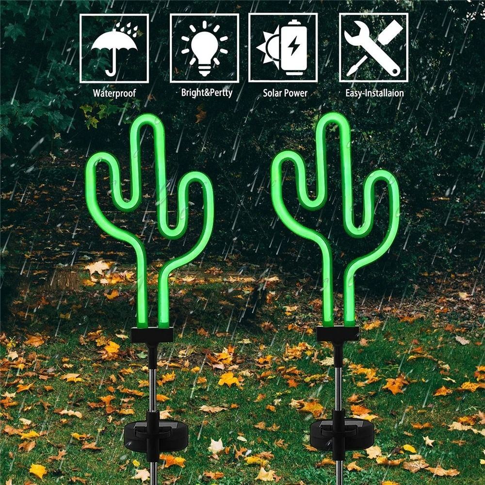 Solar Neon Flamingo Garden Decor Waterproof Outdoor LED Landscape Night Light For Yards Lawns 1