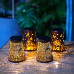 solar hollow iron hummingbird lantern | waterproof outdoor courtyard garden projection decor
