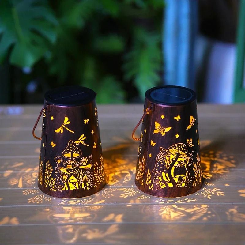 Solar Hollow Iron Hummingbird Lantern Waterproof Outdoor Courtyard Garden Projection Decor 1