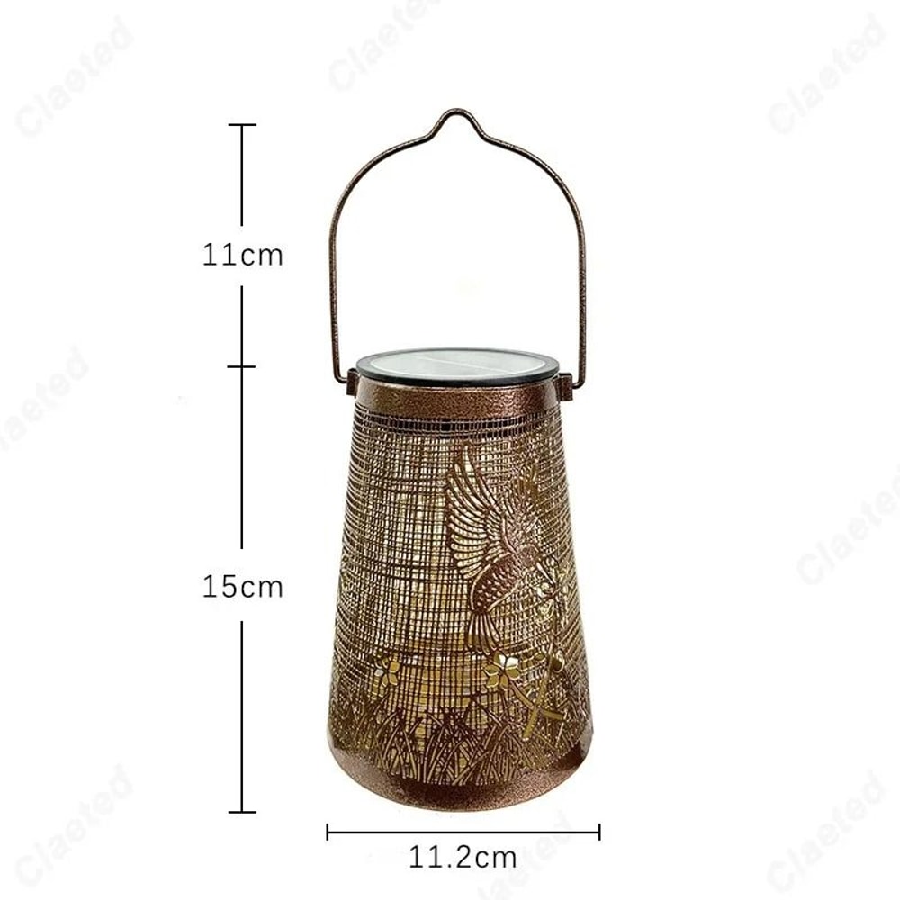Solar Hollow Iron Hummingbird Lantern Waterproof Outdoor Courtyard Garden Projection Decor 4