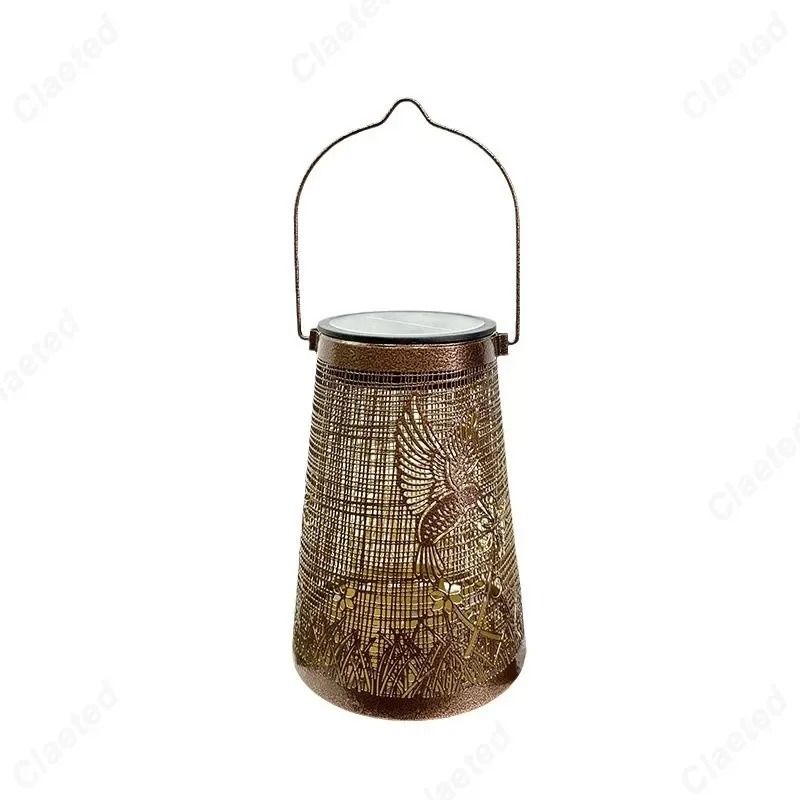 Solar Hollow Iron Hummingbird Lantern Waterproof Outdoor Courtyard Garden Projection Decor 5