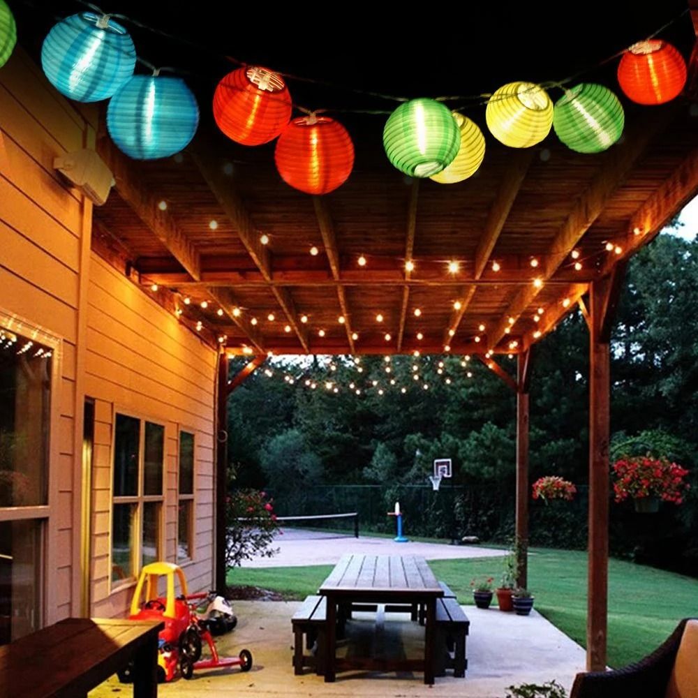 10LED Solar Globe Lantern String Lights Waterproof Outdoor Garland For Garden Weddings Parties 2
