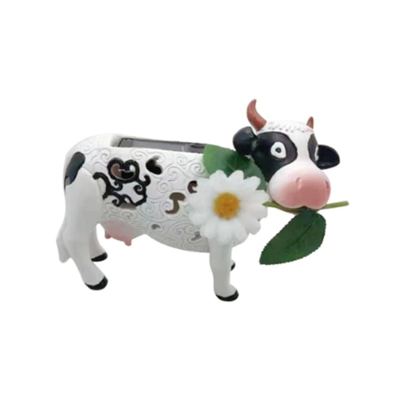 Solar Cow Garden Statue Light HandPainted Resin Animal Ornament For Indoor Outdoor Decor 3
