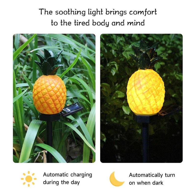 LED Solar Pineapple Yard Lamp Waterproof Simulation Landscape Stake Light For Garden Lawn 3