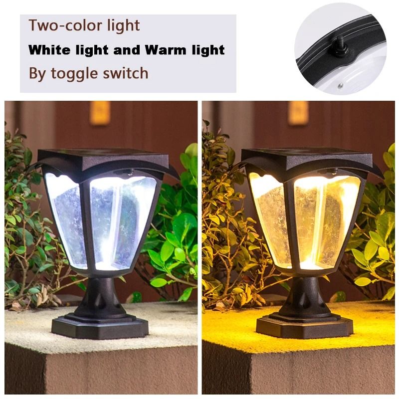 Solar Column Pillar Light Waterproof Outdoor LED Deck Post Cap Lamp For Garden Landscape Decor 5