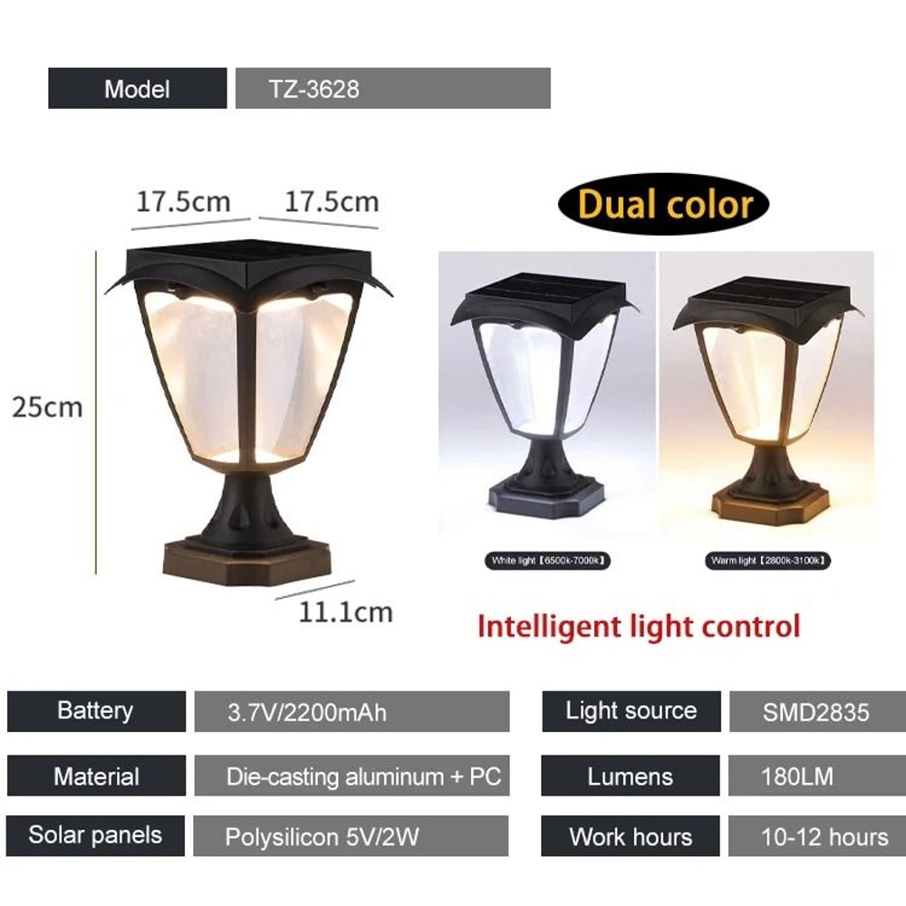 Solar Column Pillar Light Waterproof Outdoor LED Deck Post Cap Lamp For Garden Landscape Decor 6