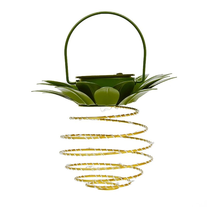 Solar Spiral Iron Art Lantern Decorative 20LED Hanging Fairy Lamp For Garden Patio 7