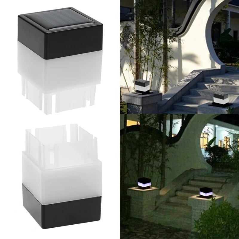 LED Solar Column Head Light Outdoor Powered Pillar Lamp For Fence Gate Post Decor 0