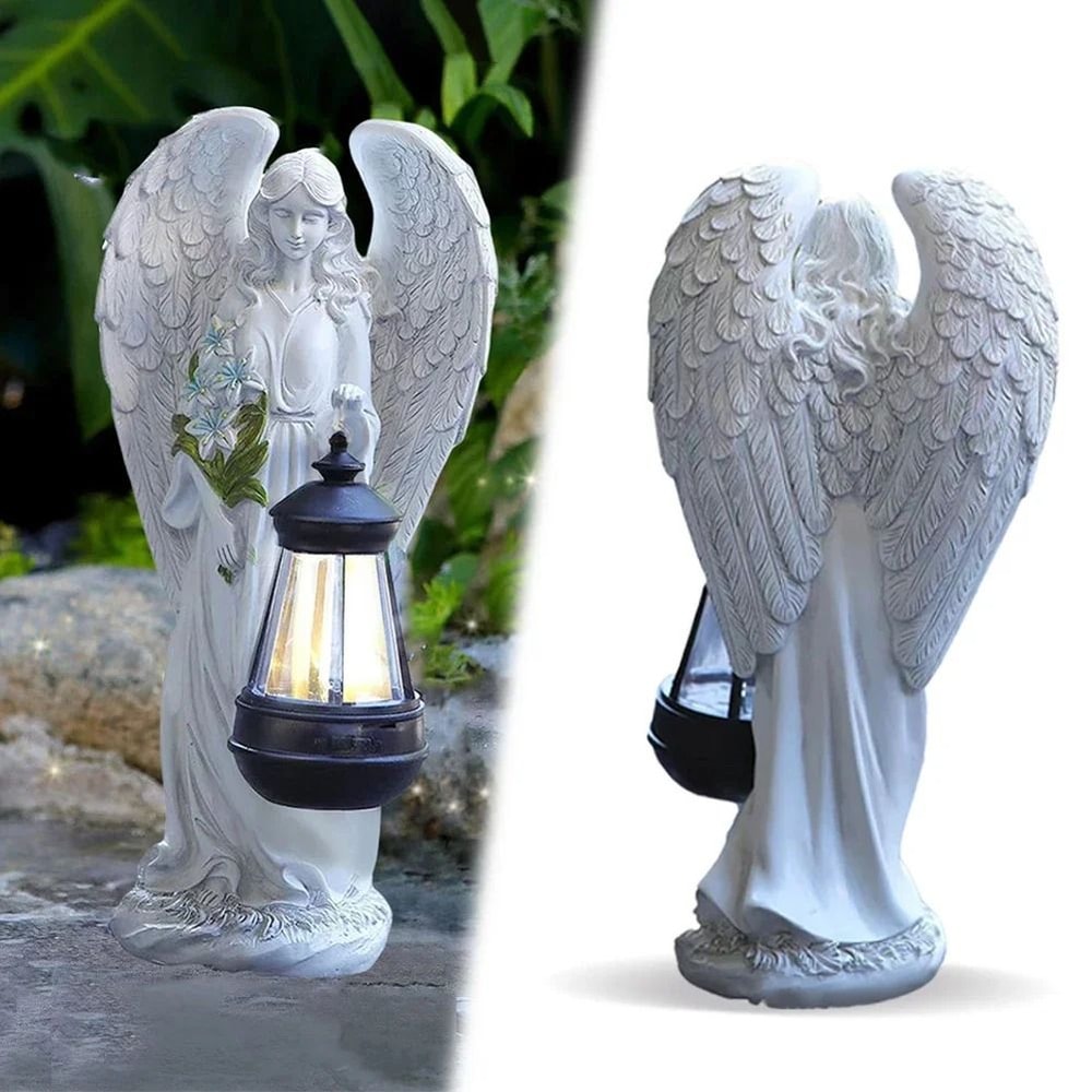 Solar Decorative Angel Figurine Lantern Waterproof Angel Ornament Light For Home Garden Decor 2