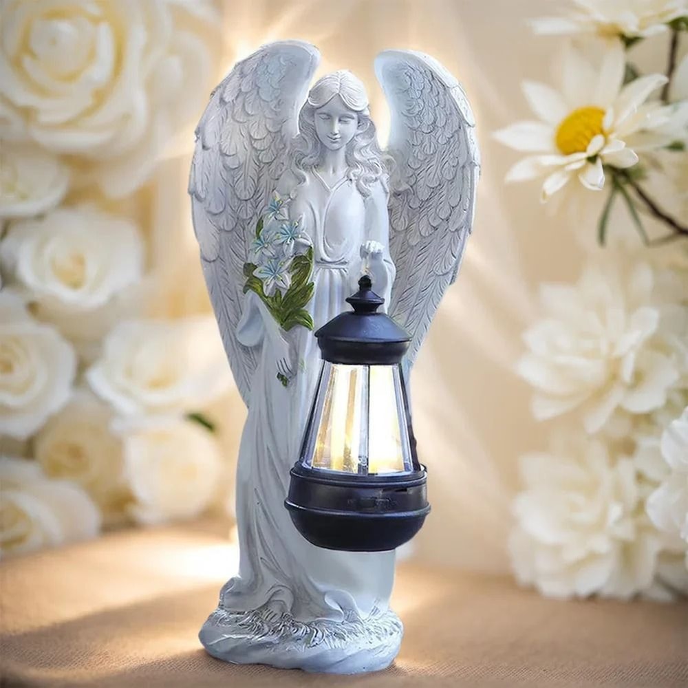 Solar Decorative Angel Figurine Lantern Waterproof Angel Ornament Light For Home Garden Decor 3