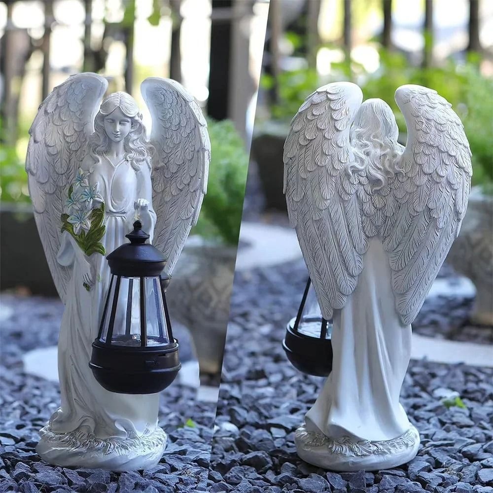 Solar Decorative Angel Figurine Lantern Waterproof Angel Ornament Light For Home Garden Decor 4