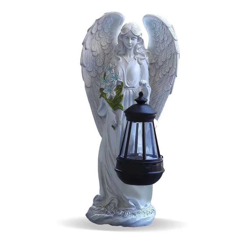Solar Decorative Angel Figurine Lantern Waterproof Angel Ornament Light For Home Garden Decor 6