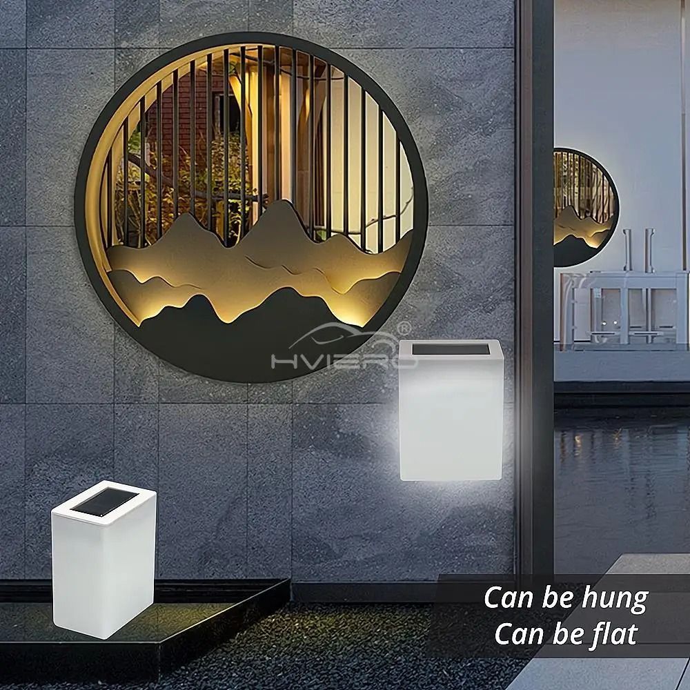 Square Solar Corridor Wall Light Waterproof Outdoor LED Fence Eaves Decoration 3