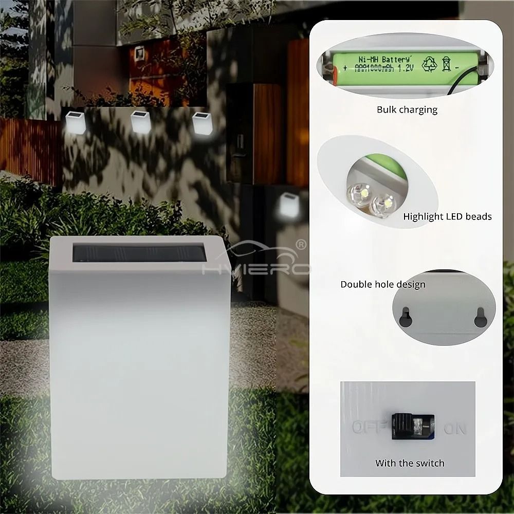 Square Solar Corridor Wall Light Waterproof Outdoor LED Fence Eaves Decoration 4