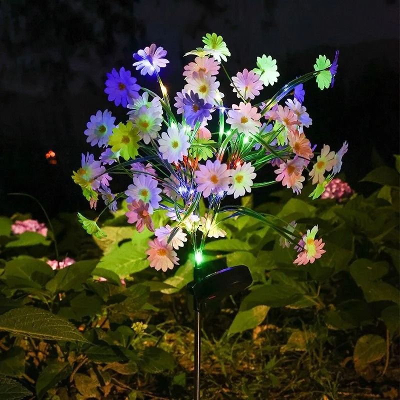 Solar Powered Chrysanthemum Stake Lights RGB Waterproof Outdoor Landscape Lighting For Garden Pat 1