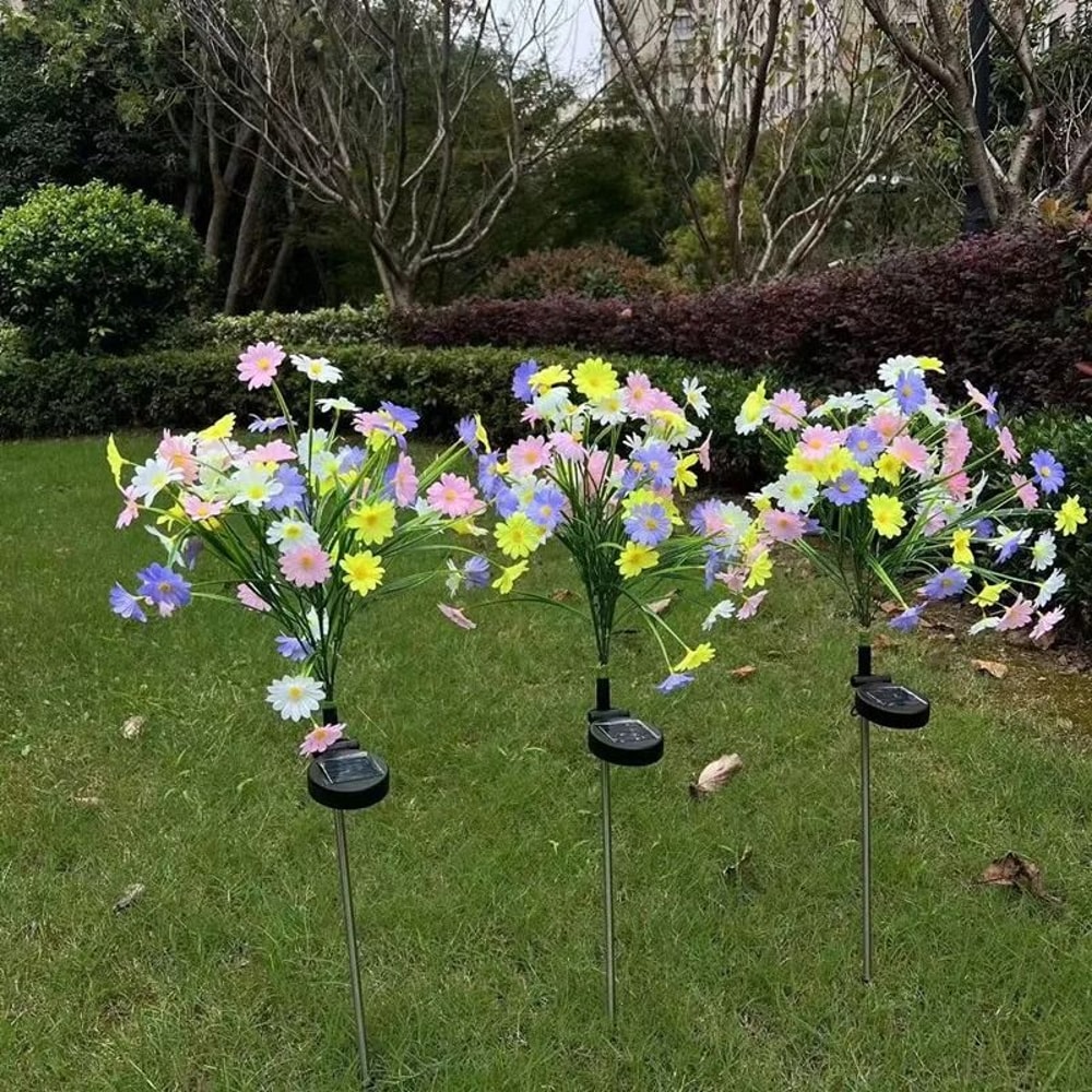 Solar Powered Chrysanthemum Stake Lights RGB Waterproof Outdoor Landscape Lighting For Garden Pat 5