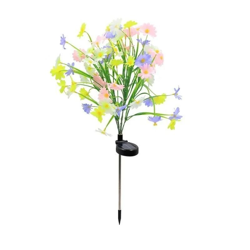 Solar Powered Chrysanthemum Stake Lights RGB Waterproof Outdoor Landscape Lighting For Garden Pat 6