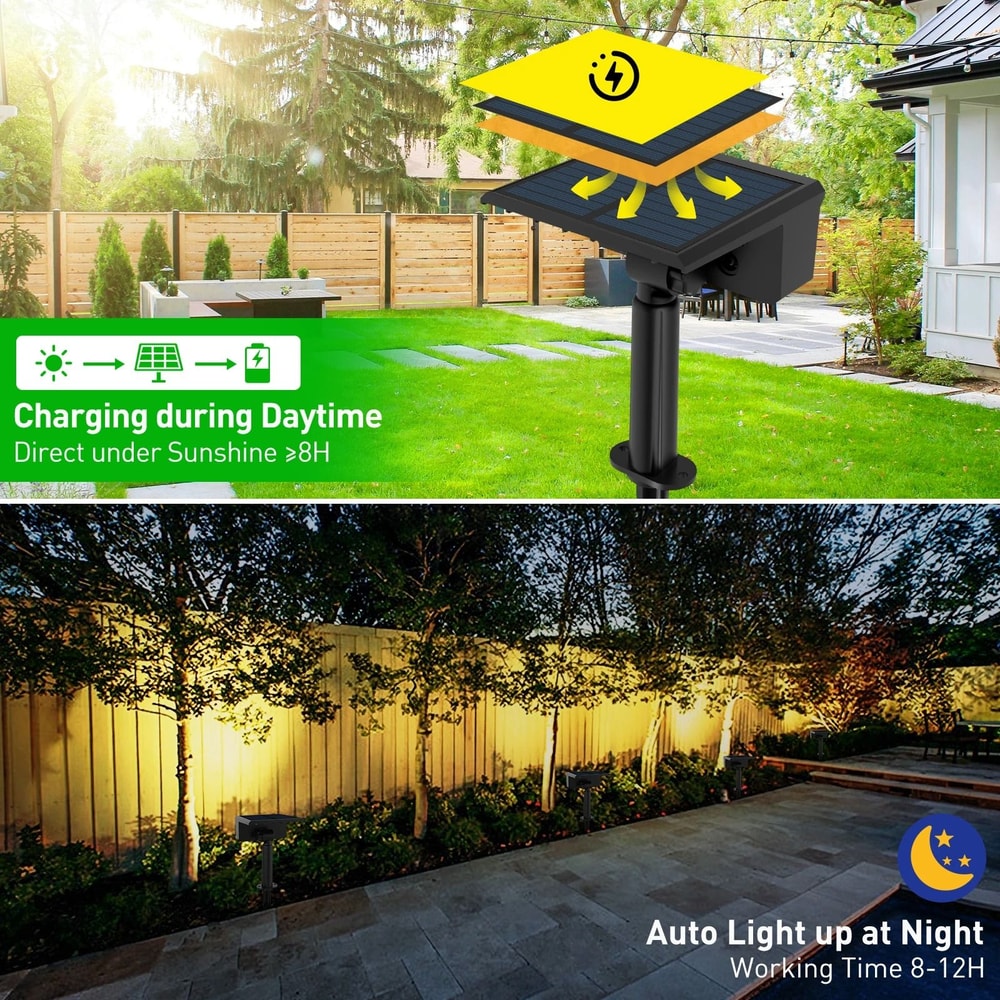 2Pack 49LED Solar Spotlights IP65 Waterproof Adjustable Outdoor Garden Wall Ground Lights 2