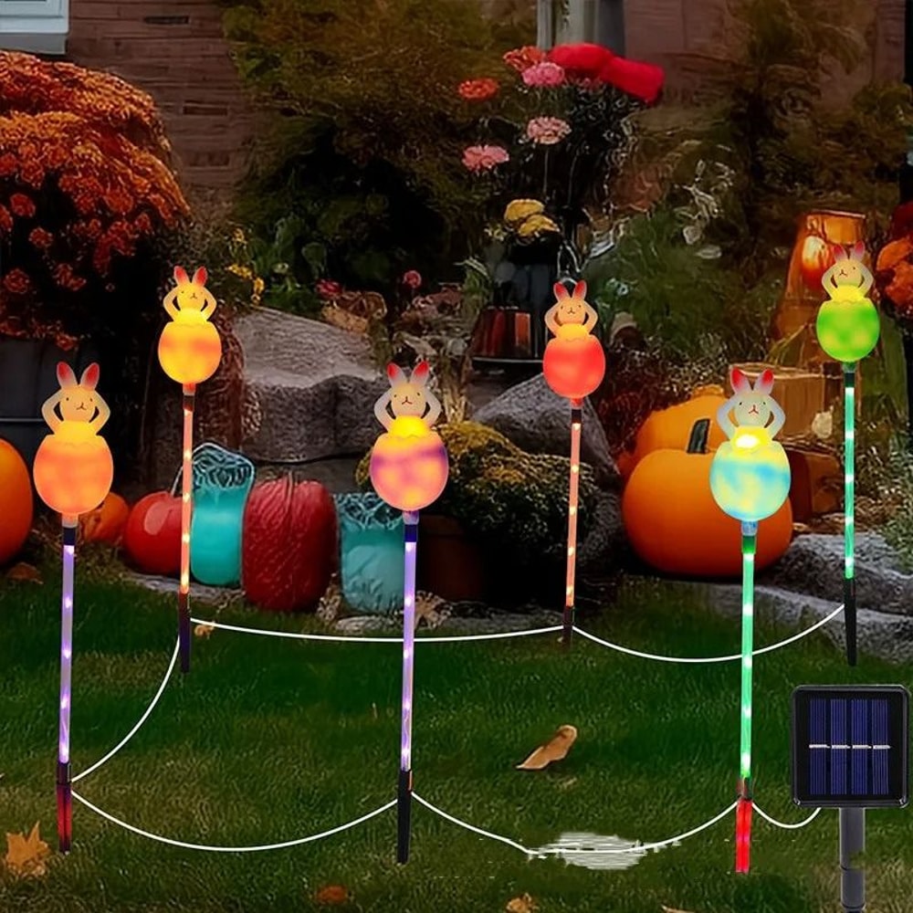 6in1 Solar Rabbit Garden Lights Waterproof Outdoor LED Fairy Landscape Decor For Holiday Christma 2